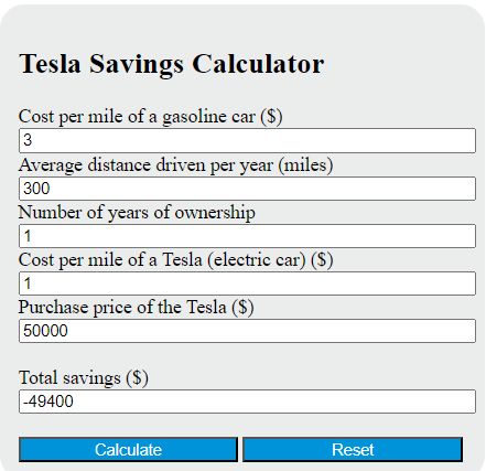 tesla savings calculator