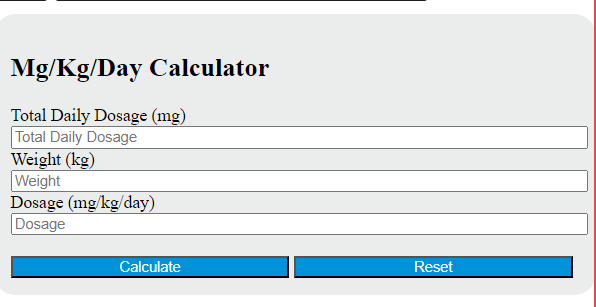 mg/kg/day calculator