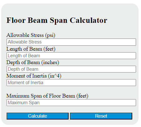floor beam span calculator