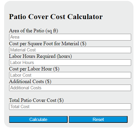 patio cover cost calculator