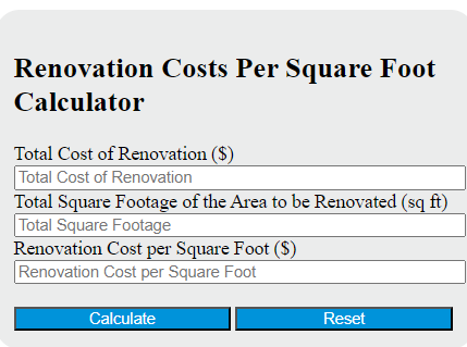 renovation costs per square foot calculator