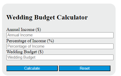 wedding budget based on income calculator