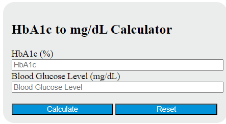HbA1c to mg/dl calculator