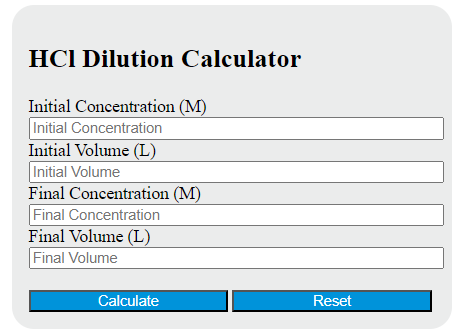 hcl dilution calculator