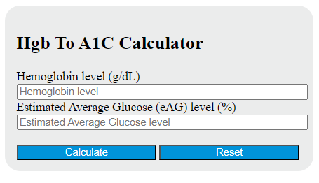 Hgb to A1C calculator