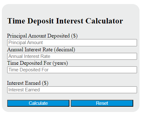 time deposit interest calculator