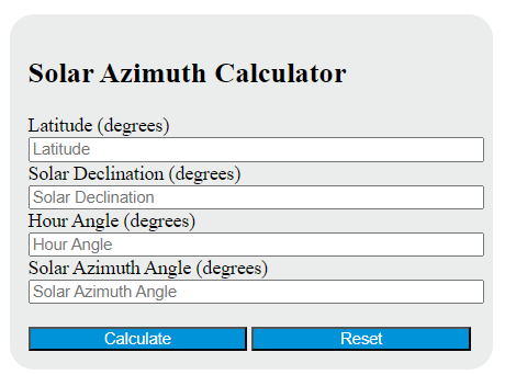 solar azimuth calculator