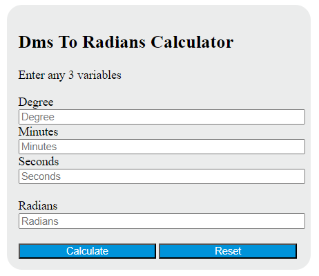 dms to radians calculator