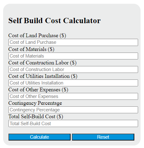 self build cost calculator
