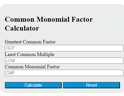 common monomial factor calculator