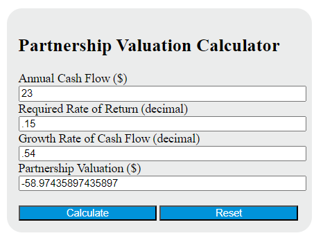 partnership valuation calculator