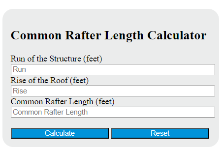 common rafter length calculator