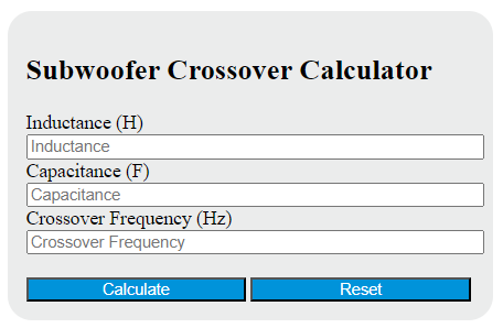 subwoofer crossover calculator