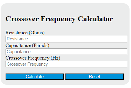crossover frequency calculator
