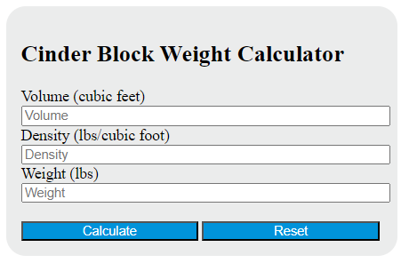 cinder block weight calculator