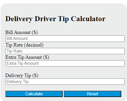 delivery driver tip calculator