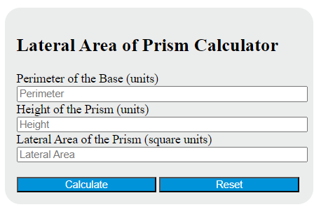 lateral area of prism calculator
