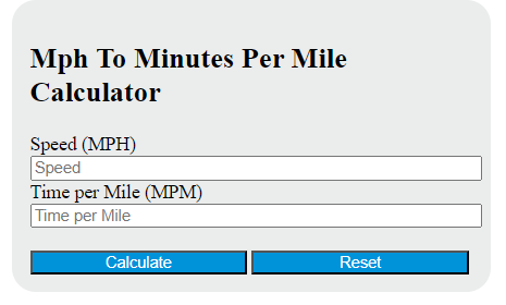 mph to minutes per mile calculator