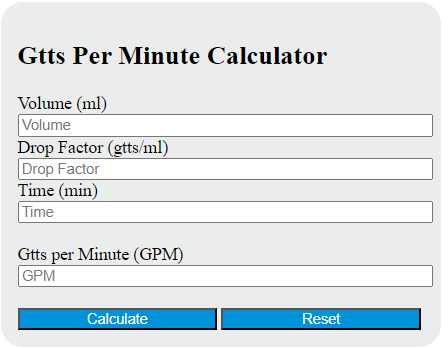 gtts per minute calculator