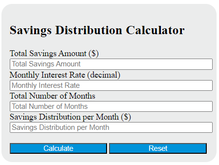 savings distribution calculator