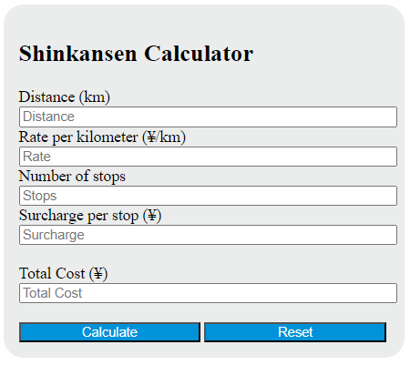 shinkansen calculator