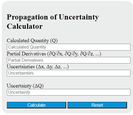 propagation of uncertainty calculator