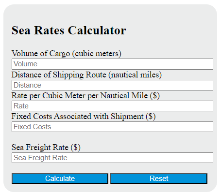 sea rates calculator