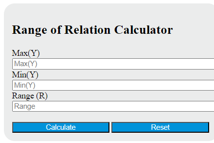 range of relation calculator