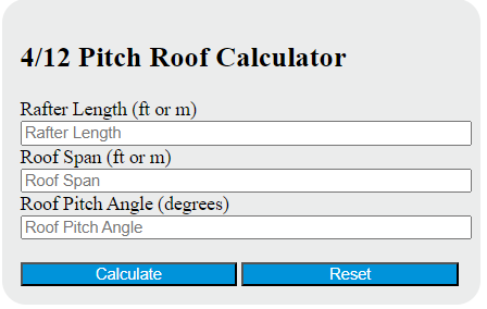 4/12 pitch roof calculator