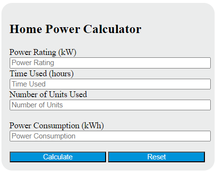 home power calculator