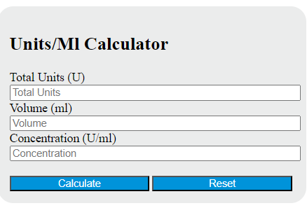 units/ml calculator