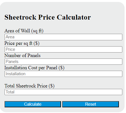 sheetrock price calculator