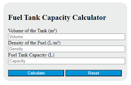 fuel tank capacity calculator