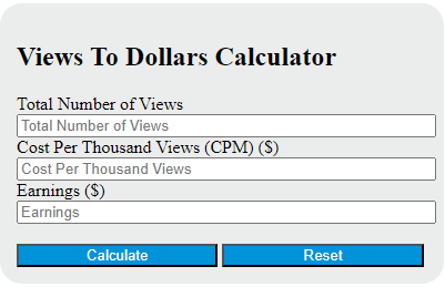 views to dollars calculator