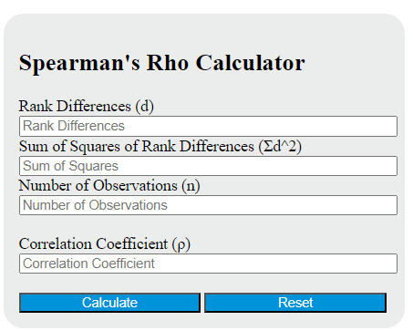 spearman's rho calculator