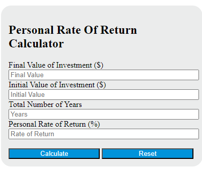 personal rate of return calculator