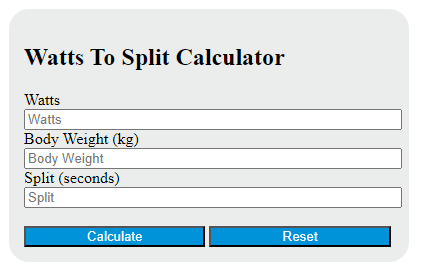 watts to split calculator
