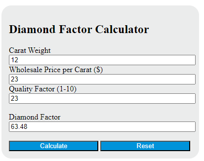 diamond factor calculator