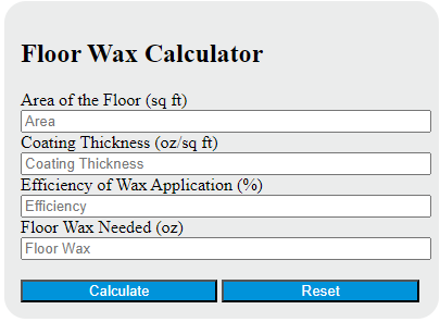floor wax calculator