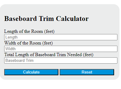 baseboard trim calculator