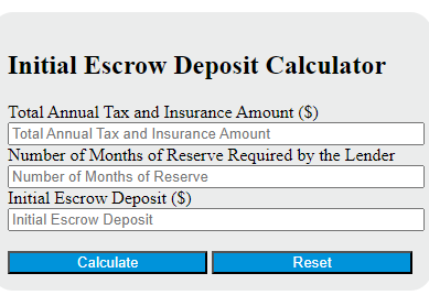initial escrow deposit calculator