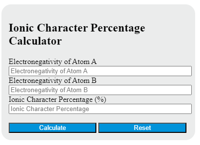 ionic character percentage calculator