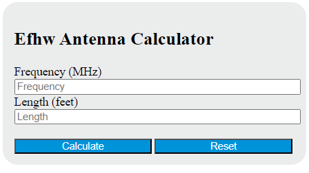 efhw antenna calculator