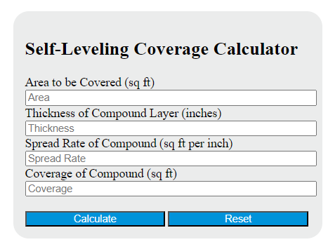 self-leveling coverage calculator