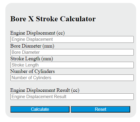 bore x stroke calculator