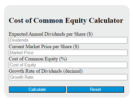 cost of common equity calculator