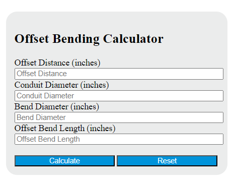 offset bending calculator