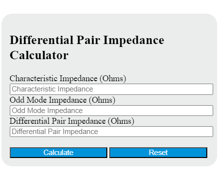 differential pair impedance calculator