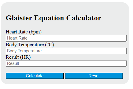 glaister equation calculator