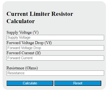 current limiter resistor calculator